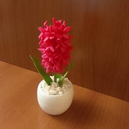 گلدان به همراه گل مصنوعی سنبل گلدون گل سنبل مصنوعی سرخابی سفید قد 23