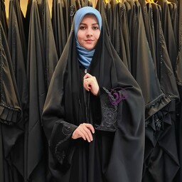 چادر  مشکی یاسمین صدف گلدوزی  حجاب صفری همراه با ضمانت شست شو و ارسال رایگان و هدیه و تضمین دوخت و کیفیت پارچه 