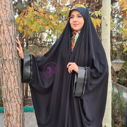  چادر  یاسمین مشکی جواهردوزی نگار  با ضمانت شست شو و ارسال رایگان و هدیه و تضمین دوخت و کیفیت پارچه