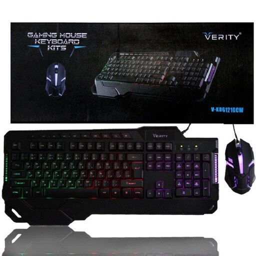 کیبورد و ماوس مخصوص بازی وریتی مدل V-KB6121GCW ا Verity V-KB6121GCW Wired Gaming Keyboard