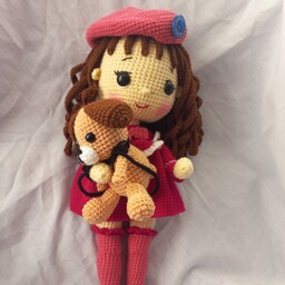 عروسک دستبافت دختر الینا و سگ کوچولو