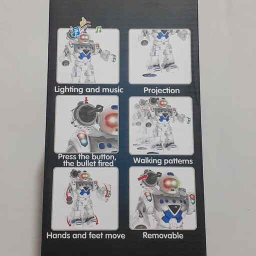 اسباب بازی ربات پرتابگر چراغ دار،موزیکال و متحرک و باطری خور