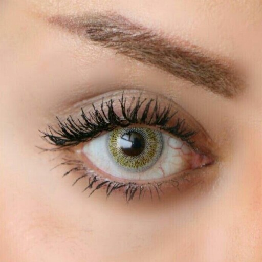 لنز چشم  رنگی سالانه پلی ویو yellow brown ( رنگ طوسی روشن با رگه های عسلی )