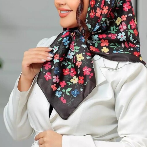روسری نخ ابریشم قواره 100 طرح گل ترند سال با 6تا رنگبندی خوشگل 