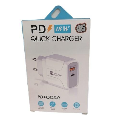 شارژر دو پورت  PD-QC3  18wمدلpd001 فست شارژ Quick charger