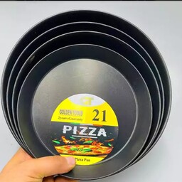 قالب پیتزا تفلون سایز 21 سانت ،تابه پیتزا پز لبه دار،تابه پیتزا نچسب ،مارک golden tools