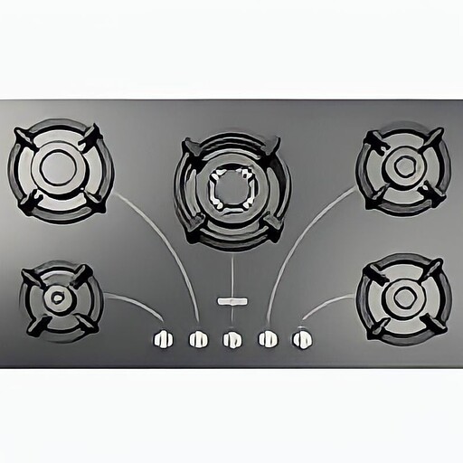 اجاق  رومیزی گاز پنج شعله فندک دار و ترموکوپل دار استیل البرز شیشه سکوریت نشکن 2 سال ضمانت گاز رومیزی اجاق گاز صفحه ای