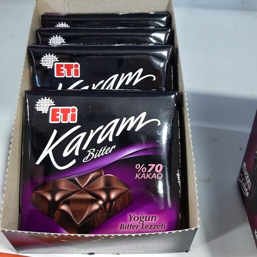 شکلات تختهای تلخ اتی کارام با 70 درصد کاکائو 60 گرم eti karam