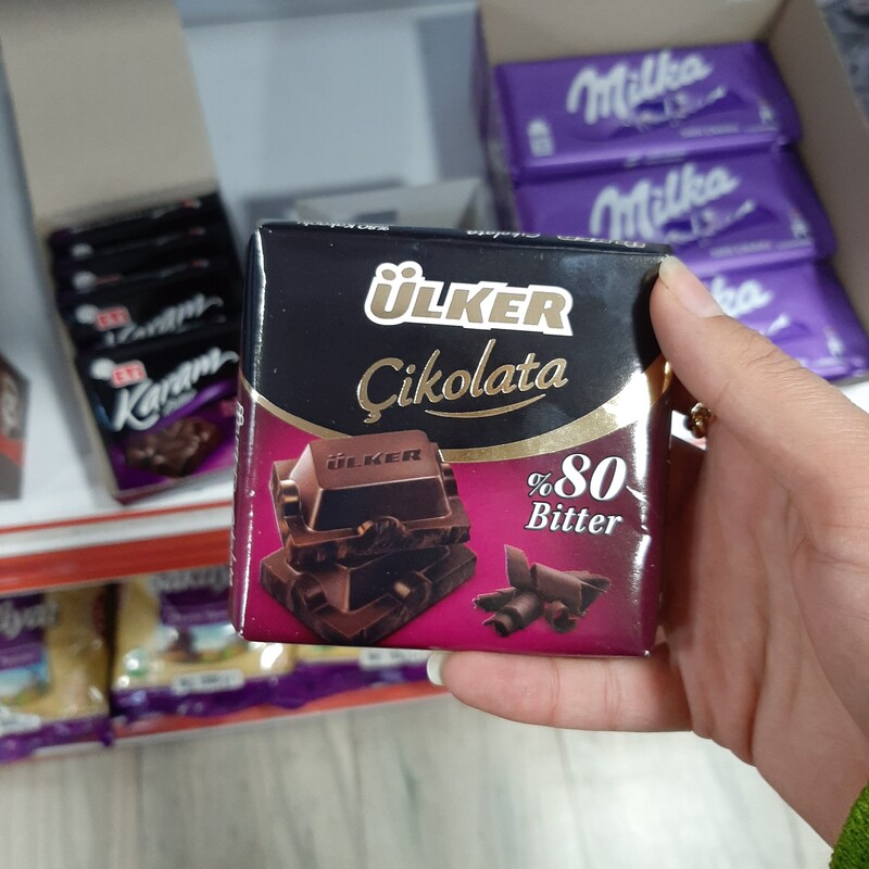 شکلات تخته ای تلخ اولکر با 80 درصد شکلات تلخ و وزن 60 گرم ulker bitter