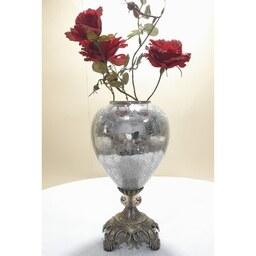 گلدان شیشه ابگز دو پوسته با کیفیت پایه چهار پر ثبات رنگ و کیفیت بالا گوی کریستال ارتفاع 30 سانتی متر