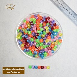 مهره طرح تاس رنگی شفاف 