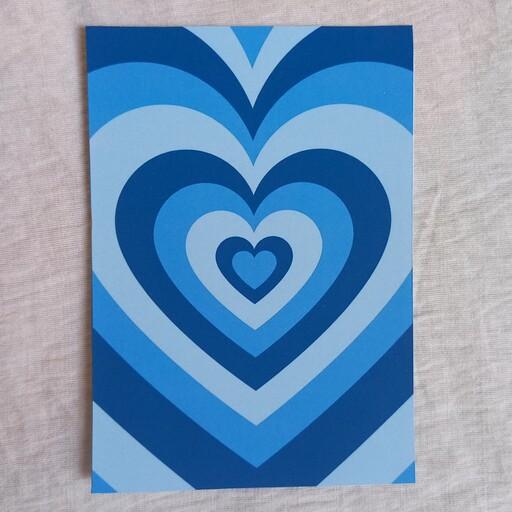 پوستر طرح قلب های تودرتو ترند آبی سایز a6