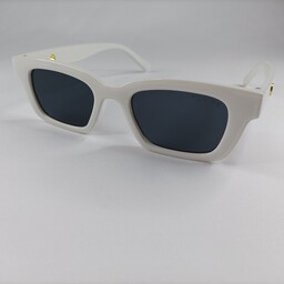 عینک آفتابی زنانه مستطیلی کد 340 لنز UV400 برند POLICE ایتالیا با فریم سفید و بسیار باکیفیت