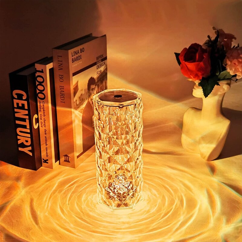 آباژور کریستالی لمسی رومیزی 16 رنگ (چراغ خواب)