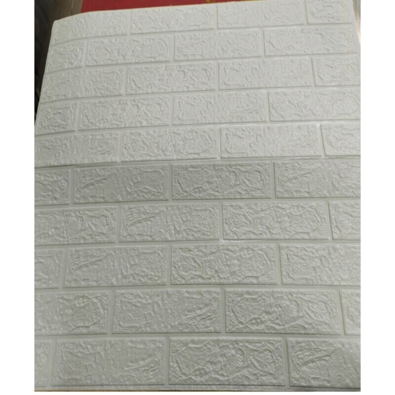 دیوار پوش پشت چسب دار فومی طرح سنگ انتیک سفید