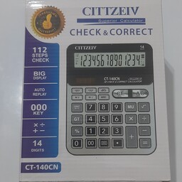 ماشین حساب CT-140 CN سیتیزیو  14 رقم سه صفر  صفحه کلید کریستالی چک کن دار  با کلزد های بزرگ