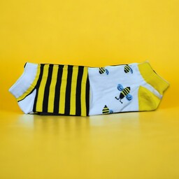 جوراب ساق کوتاه تا به تا طرح زنبور عسل