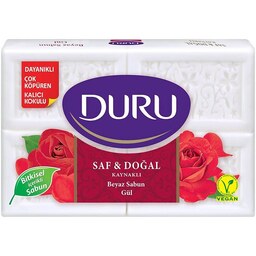 صابون حمام دورو DURU مدل SAF و DOGAL رایحه گل رز بسته 4 عددی