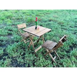 میز و صندلی چوبی دونفره تاشو  مدل کلاسیک (پس کرایه)