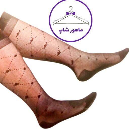 جوراب زنانه سه ربع طرحدار کفه داررنگ مشکی