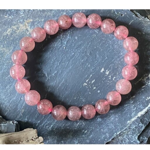 دستبند سنگ کوارتز توت فرنگی  ( استرابری کوارتز) strawberry quartz