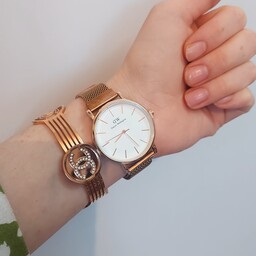 ساعت مردانه بند مگنتی به همراه دستبند  مدل النگویی چنل 