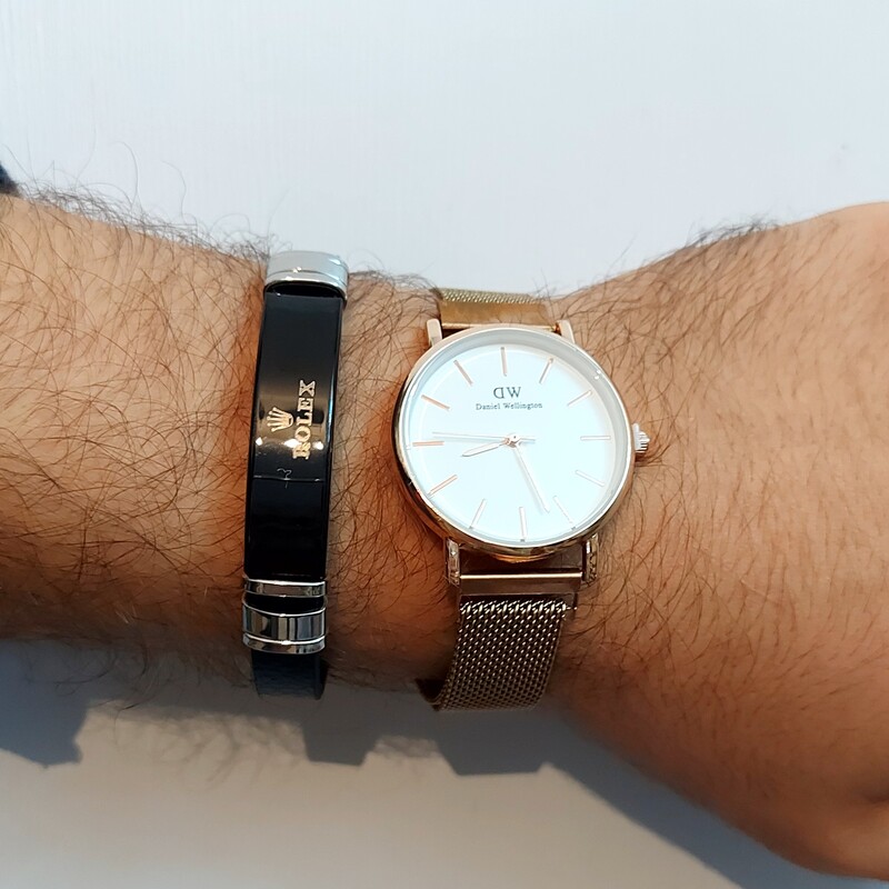 ساعت مردانه مگنتی با دستبند چرمی  استیل 