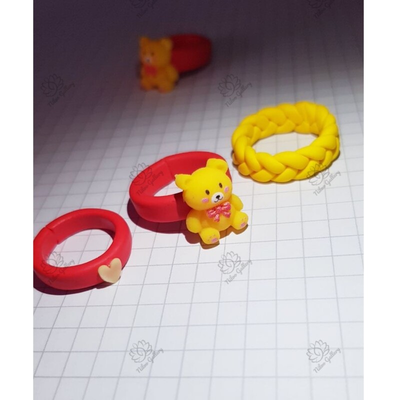 انگشتر خمیری طرح خرس سه تایی به همراه یک عدد هدیه