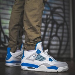 کفش جردن Nike Jordan 4  مردانه زنانه  37 تا 45 سفید آبی ( کتونی جردن - جردن 4 - jordan 4  - کفش ایر جردن - air jordan ) 