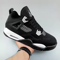 کفش جردن Nike Jordan 4 مردانه رنگ مشکی سفید   41 تا 45 ( کتونی جردن - جردن 4 - jordan 4  - کفش ایر جردن -4 air jordan ) 