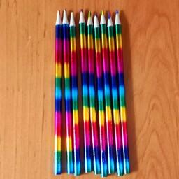 مداد چهار رنگ، مداد رنگین کمان، مداد فانتزی، مداد چهار مغز ، هولوگرامی،  جدید، جایزه،  هدیه،  مداد رنگی، مداد رنگی رنگی