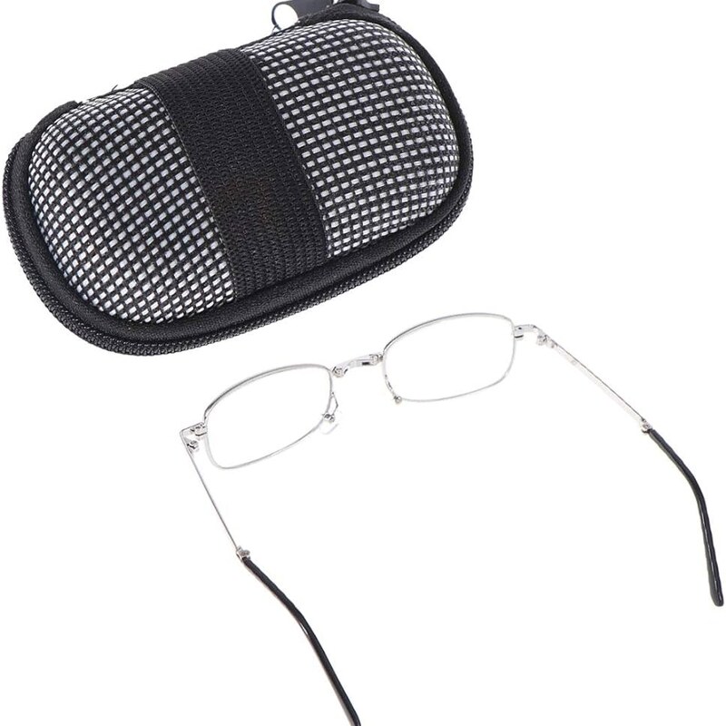 عینک مطالعه فریم فلزی تاشو  همراه کیف