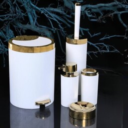 سرویس دستشویی پنج پارچه سفید طلایی بتیس مدل ایکیا  ارسال رایگان 