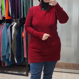 تونیک بافت گپ زنانه بلند فری سایز از 38 تا 48 رنگ  قرمز