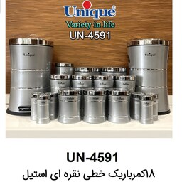 سرویس 18 پارچه یونیک مدل کمر باریک نقره ای استیل کد 4591