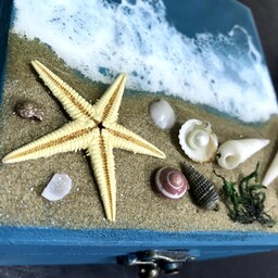 صندوقچه دریای رزینی جعبه جواهرات جعبه کادو کادویی شفاف و زیبا