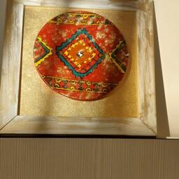 تابلو دیوارکوب طرح سنتی کارشده باورق طلا در ابعاد دلخواه