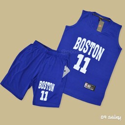 ست تاپ و شلوارک مردانه طرح  بوستون رنگ آبی مناسب ورزش و بدنسازی و راحتی