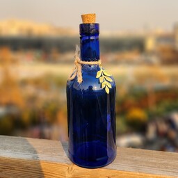 بطری فلورانس نیم لیتری آبی با درب چوب پنبه آب بند محصول درجه یک کبالتی  دست ساز فوتی 