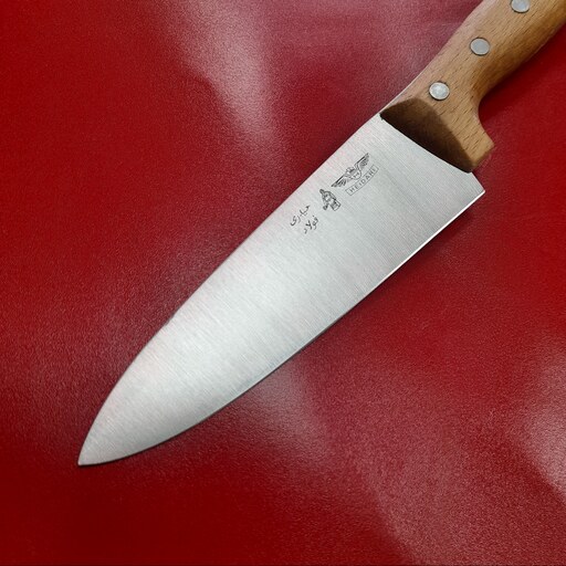 چاقو زنجان چاقوی آشپزخانه استیل فولاد ضدزنگ طول کل چاقو 30سانت طول تیغه 16سانت برند اصلی حیدری سایز شش چوب راش  وزن 130گ