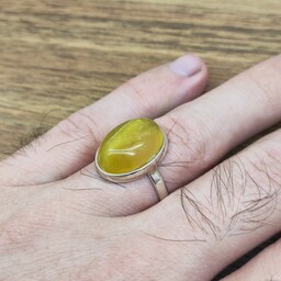 انگشتر نقره عیار 925 با سنگ عقیق زرد