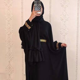مانتو عبایی جنس حریر کرپ فری سایز قد کار 140 حجاب کامل پوشیده قیمت تولیدی 