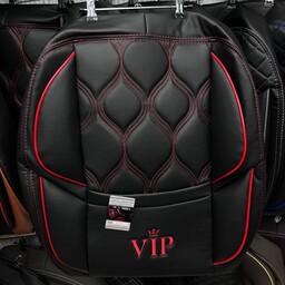 روکش صندلی پژو 206 طرح سوپر vip جنس محصول تمام چرم رنگ محصول مشکی نوار قرمز 