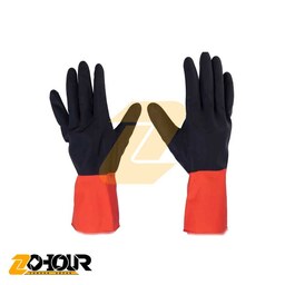 دستکش لاستیکی صنعت کار 2 لایه با پوشش پنبه سایز SANATKAR L