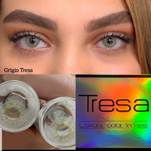 لنز رنگی سالانه طوسی سبز یخی برند Tresa 