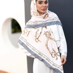 روسری نخی اعلا طرح کمربندی در رنگبندی عالی و قواره 140مناسب چهارفصل 