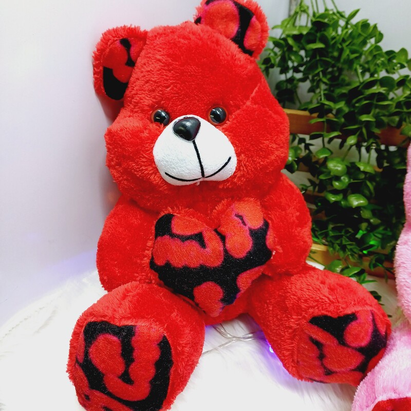 عروسک خرس مهربون عروسک خرس ولنتاین رنگ قرمز صورتی قد 30 سانت