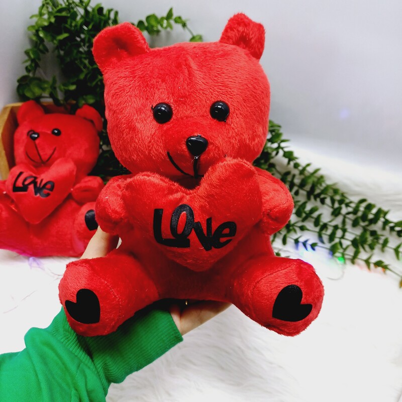 عروسک خرس لاو عروسک خرس ولنتاین عروسک خرس مهربون رنگ قرمز قد 20 سانت 