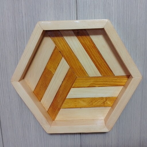 سینی چوبی شش ضلعی کفی دو رنگ. HADIWOOD 