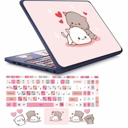 استیکر  مدل cute cat 03 مناسب برای لپ تاپ 15 تا 17 اینچ به همراه برچسب حروف فارسی کیبورد